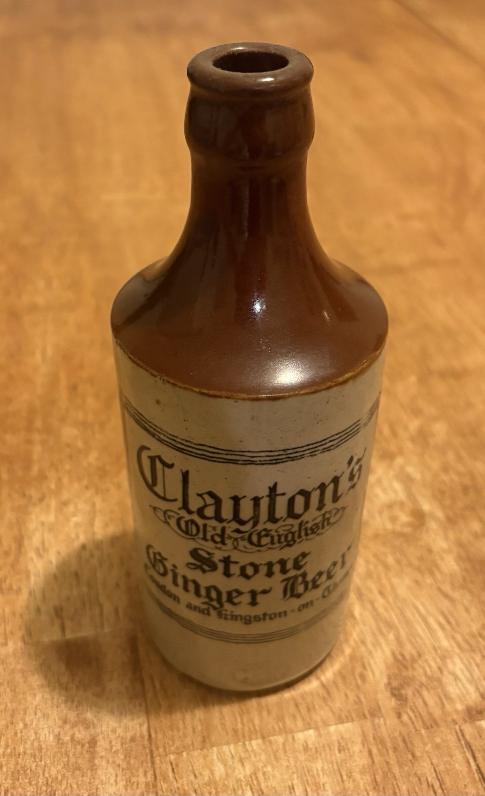 Clayton's Old English Stone Ginger Beer Bottle Vintage British Ceramic Stoneware