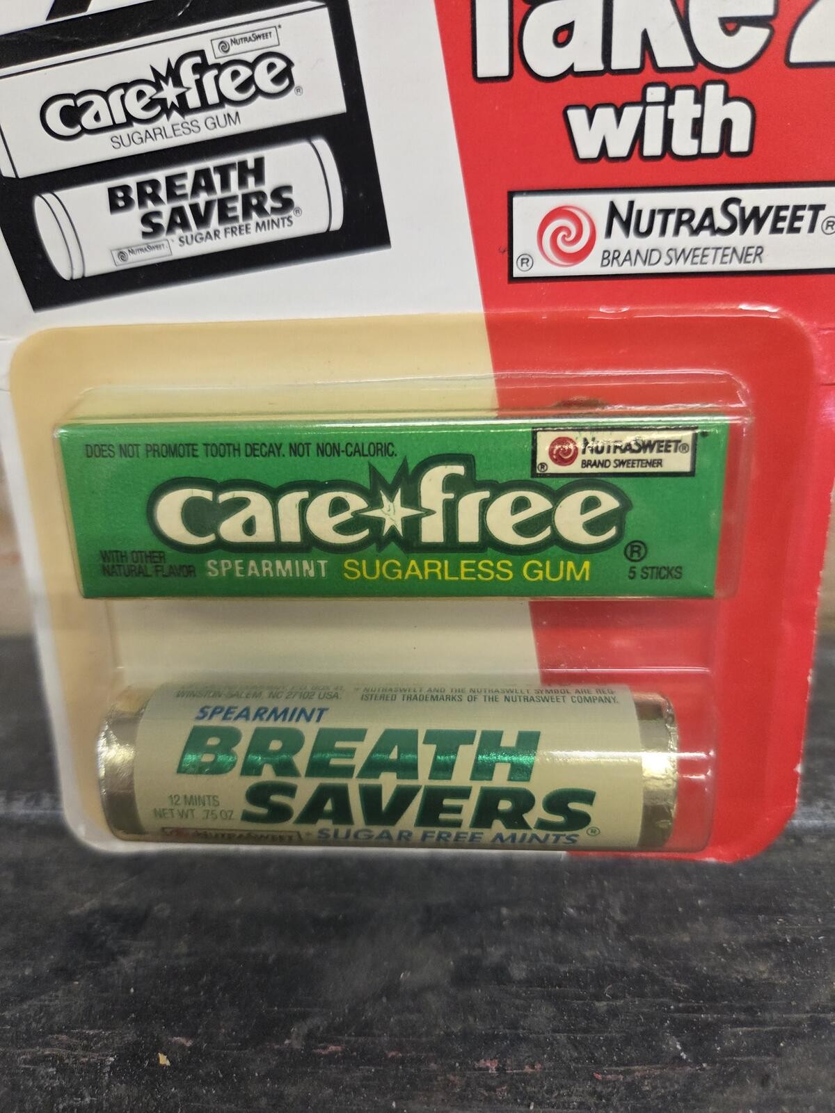 Vintage Carefree and Breath Savers Sugarless Gum and Mints 2 pack Sealed 1980s Vintage Carefree and Breath Savers Sugarless Gum and Mints 2 pack Sealed 1980s