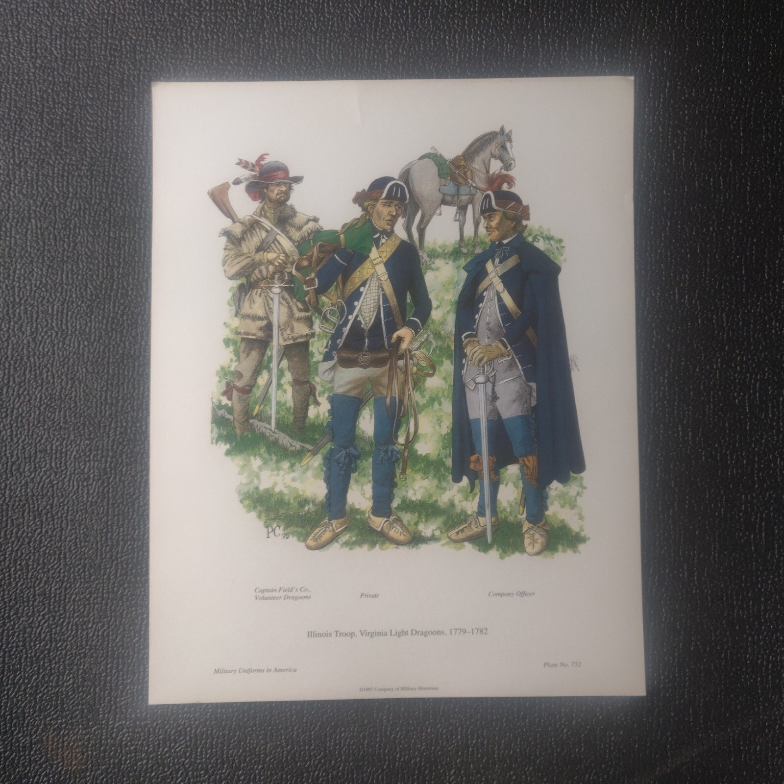 Plate 752 Military Uniforms in America Print Illinois Troop, Virginia Dragoons