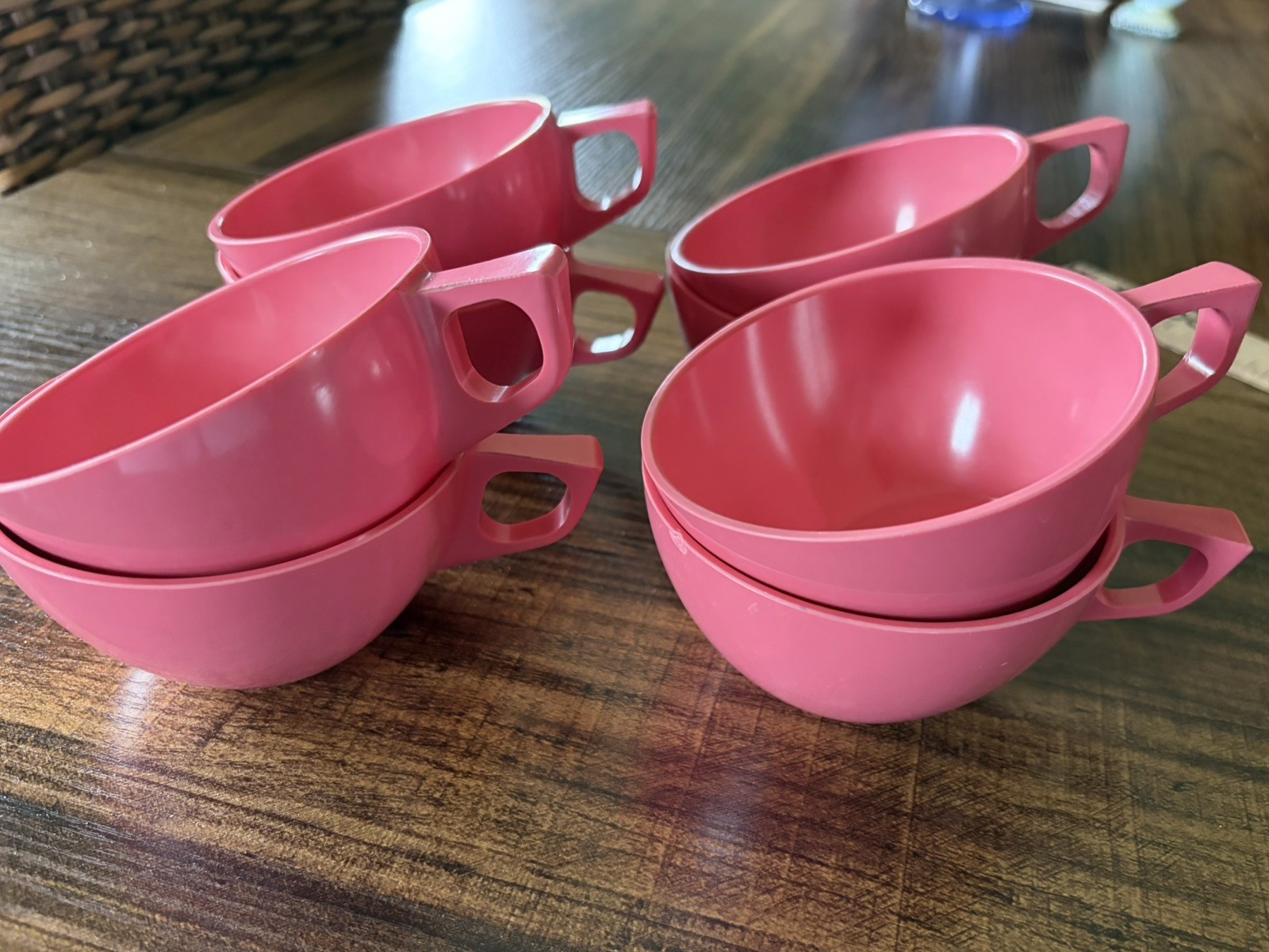 Vintage 1950s Rose Pink Melmac Melamine Coffee Tea Cups Set of 8 MCM Chicago USA