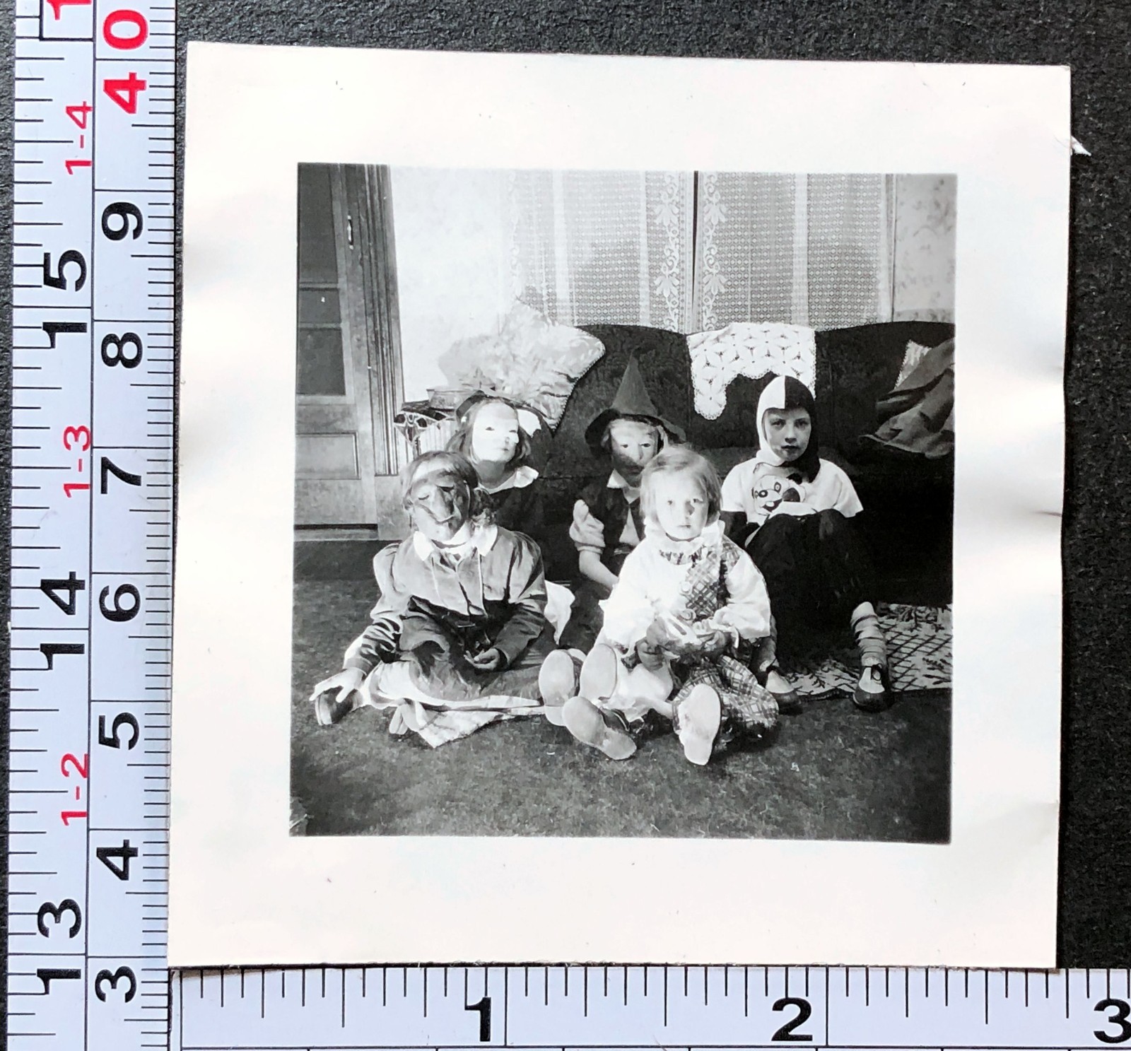1942 Children Dressed in Halloween Costumes Vintage BW Photo Snapshot