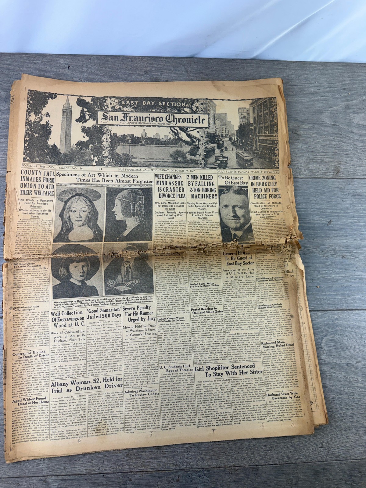 Vintage 1927 San Francisco Chronicle East Bay Section CA Newspaper Historic