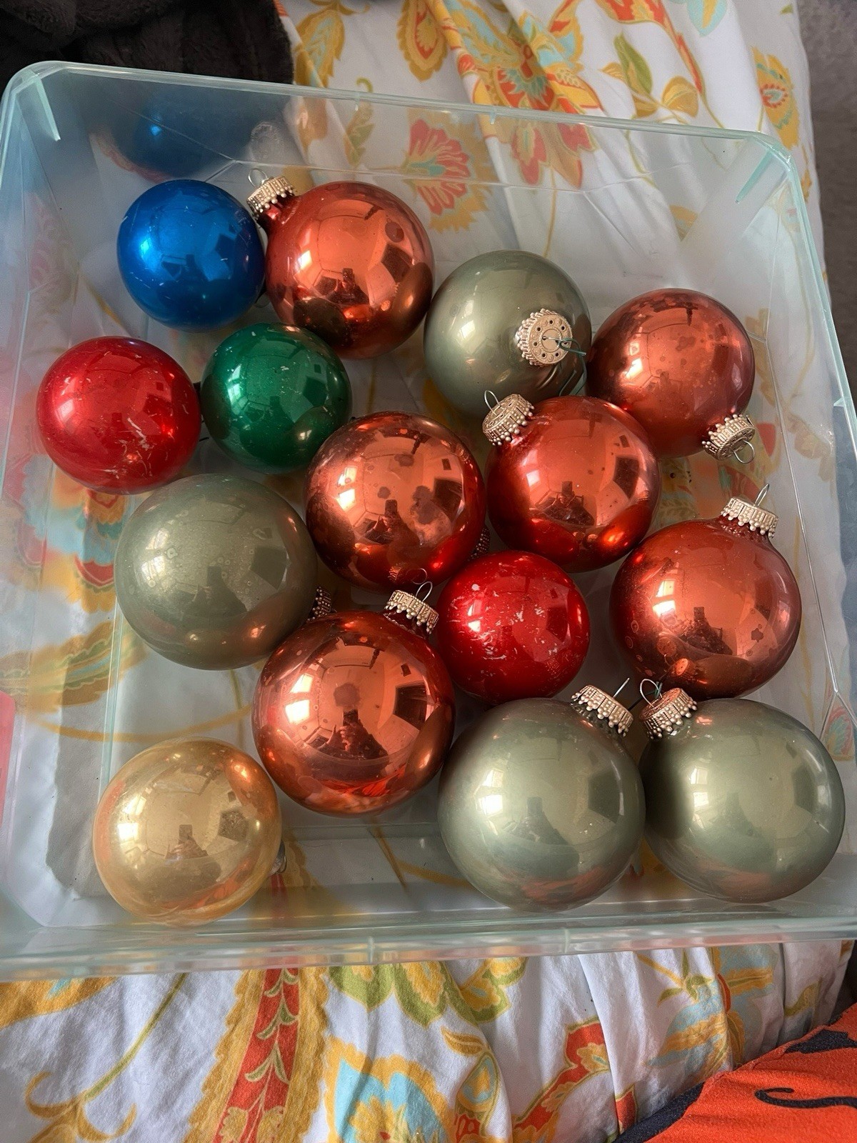 Vintage Christmas Glass Ball Ornaments Mixed Lot of 15 Tree Ornaments In Box Vintage Christmas Glass Ball Ornaments Mixed Lot of 15 Tree Ornaments In Box