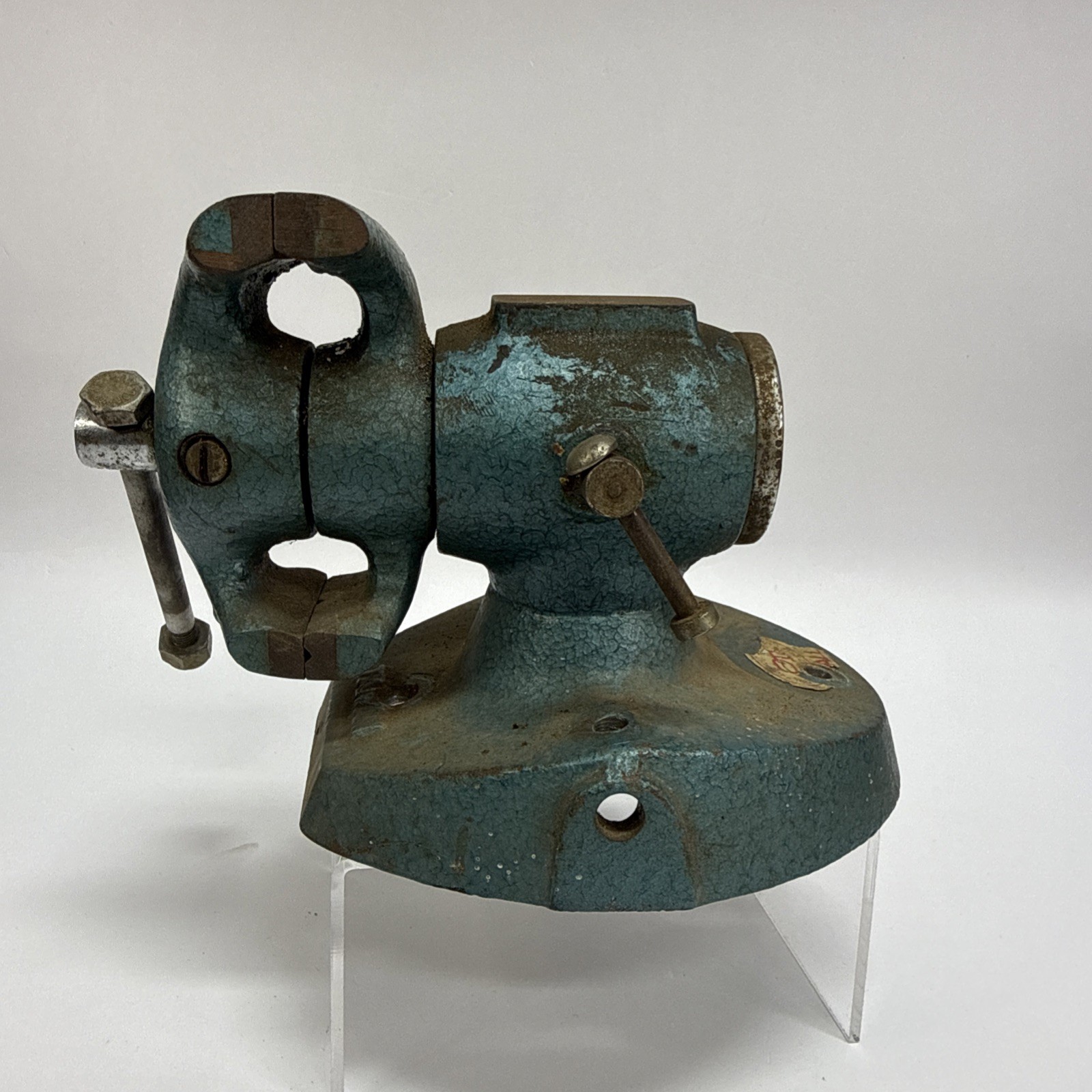 VINTAGE OXWALL DUAL SWIVEL ROTATING CAST IRON VISE 2-1/2