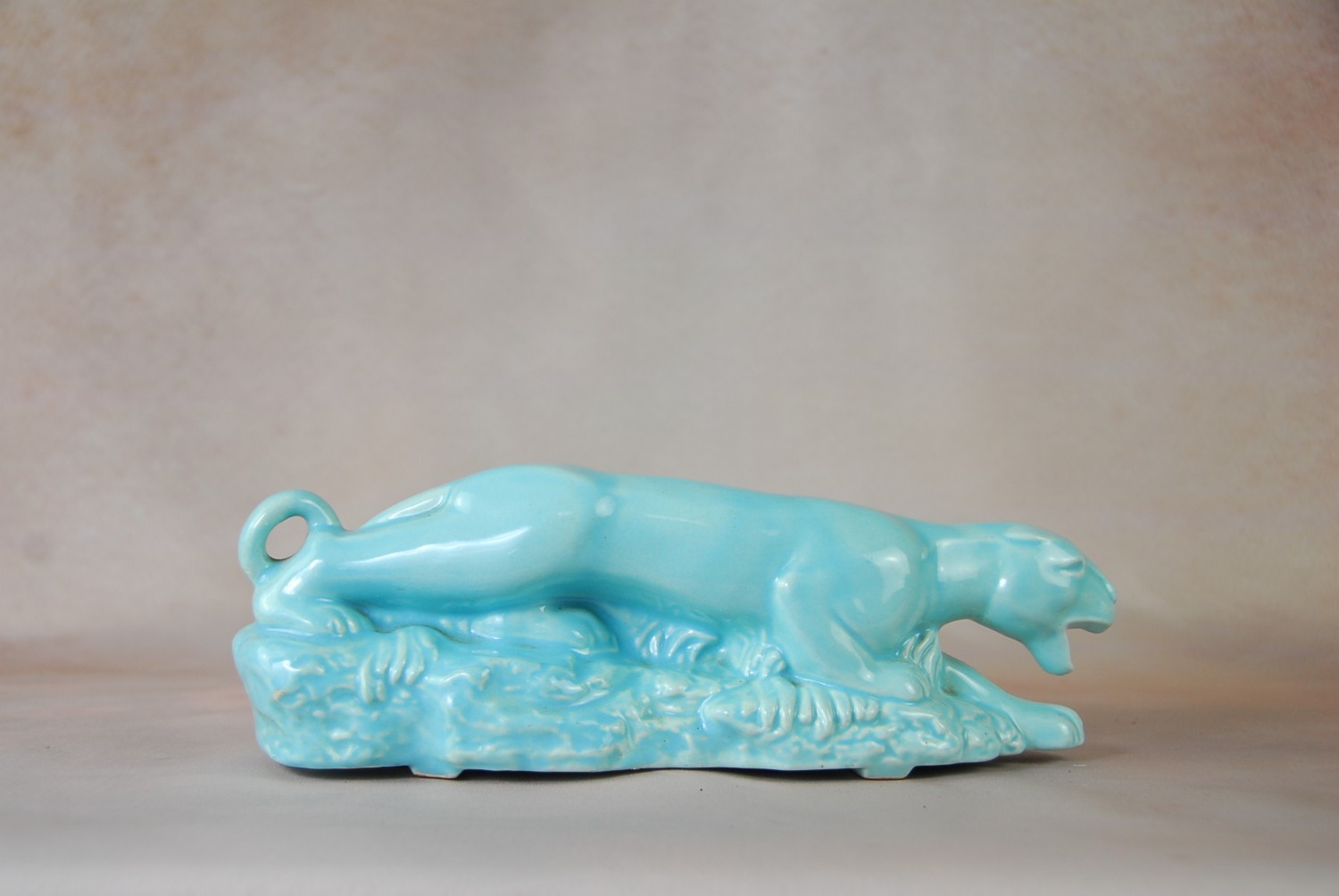 Rare Vintage Robin's Egg Blue Stalking Jaguar Ceramic Planter~Cameron Clay Works Rare Vintage Robin's Egg Blue Stalking Jaguar Ceramic Planter~Cameron Clay Works