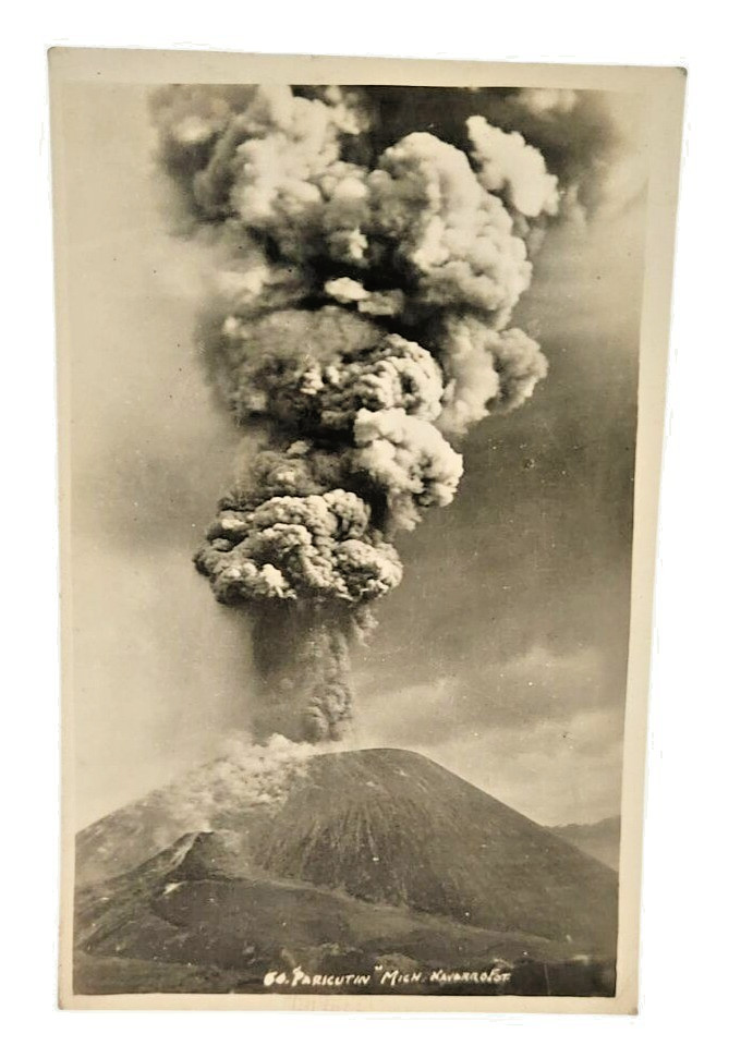 Paricutin Volcano Eruption Mexico RPPC M Navarro Photo Michoacan 1940s Postcard