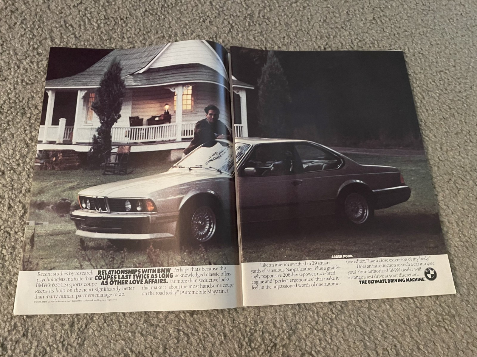 Vintage 1989 BMW 635CSi Sports Coupe Print Ad 1980s Vintage 1989 BMW 635CSi Sports Coupe Print Ad 1980s