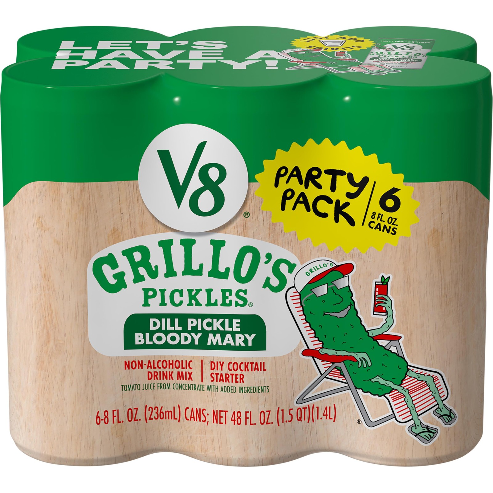 V8 Grillo\'s Pickles Dill Pickle Bloody Mary Mix, 8 fl oz 8 Fl Oz (Pack of 6)
