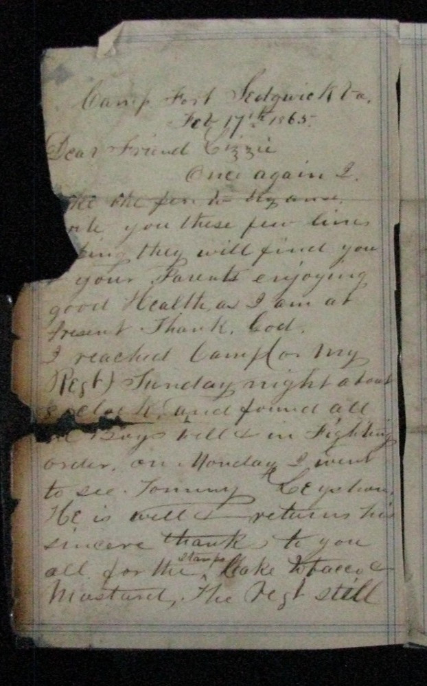 CIVIL WAR FORT HELL, VIRGINIA 48TH PENNSYLVANIA SOLDIER LETTER CIVIL WAR FORT HELL, VIRGINIA 48TH PENNSYLVANIA SOLDIER LETTER