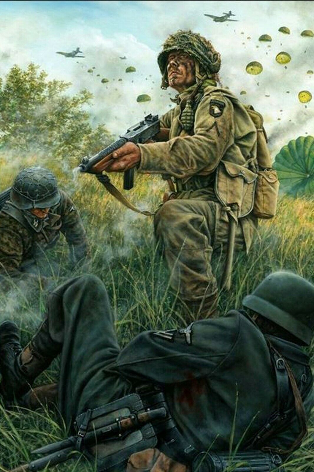 WW II - Usa  Photo  Art  --  101st  Airborne Paratroopers 