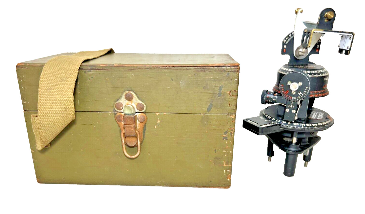 Vtg US Military Astro Compass Mark II in Box w/ Instructions World War II Era