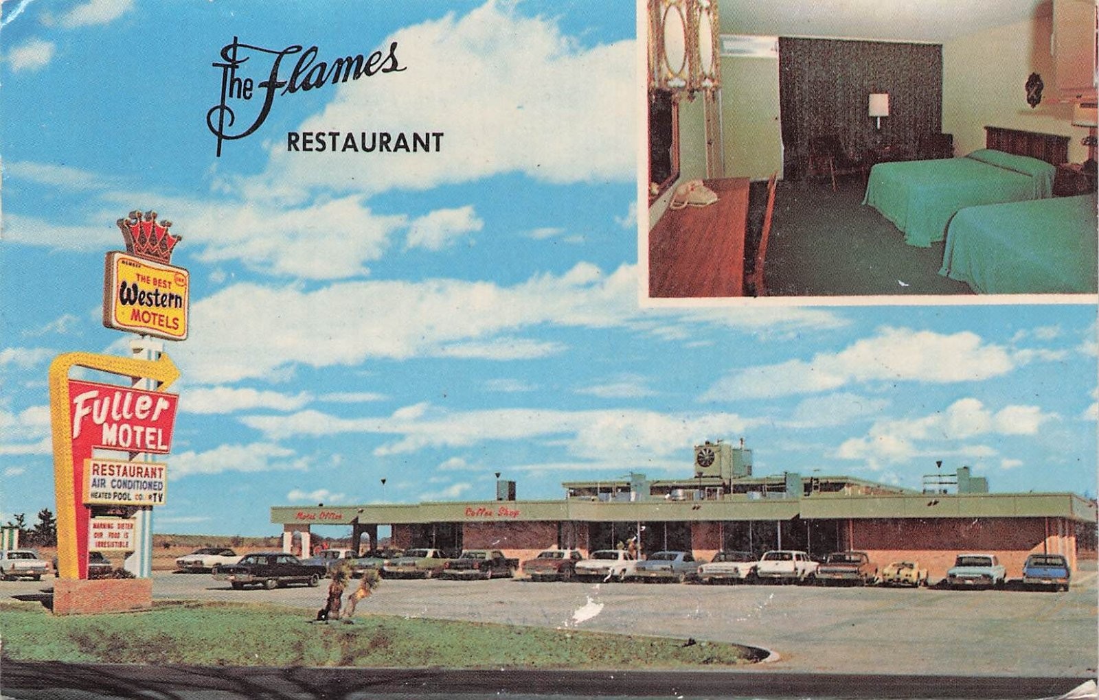Fuller Motel Flames Restaurant Brinkley Arkansas Postcard