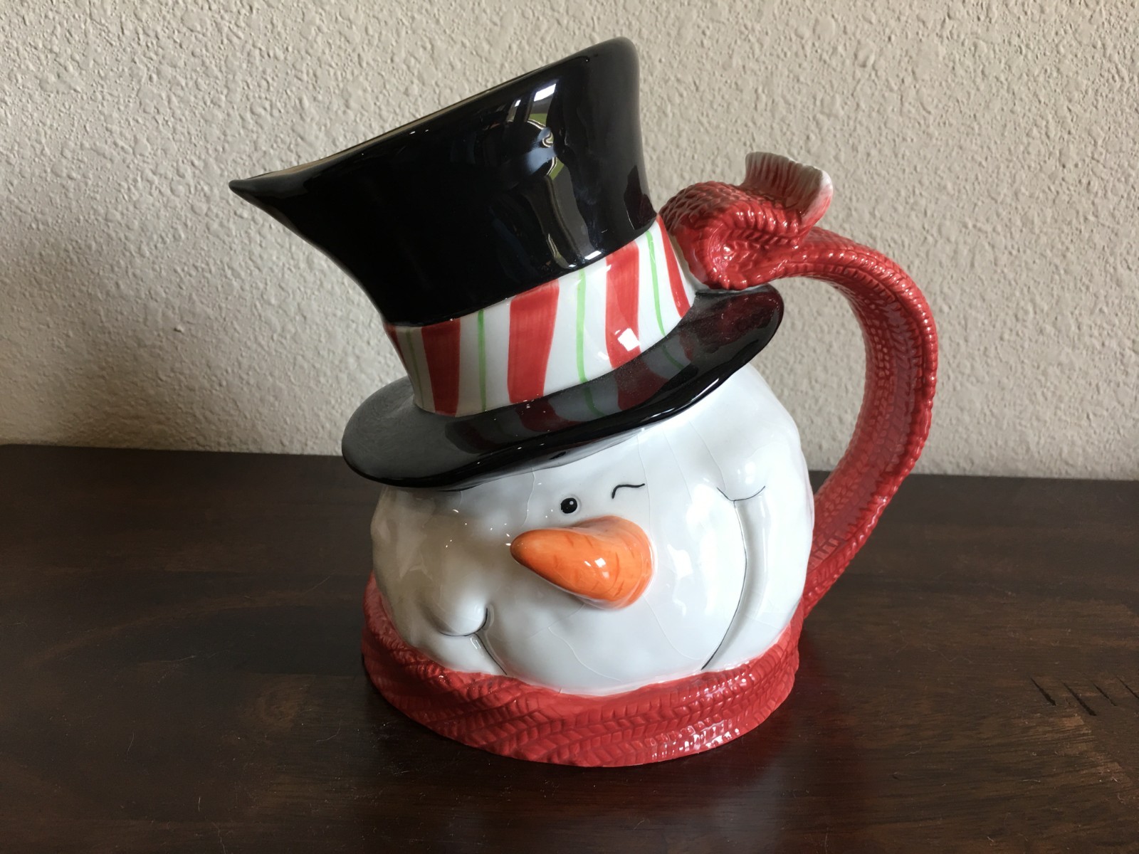 Ganz Bella Casa Smiling Winking Snowman Pitcher