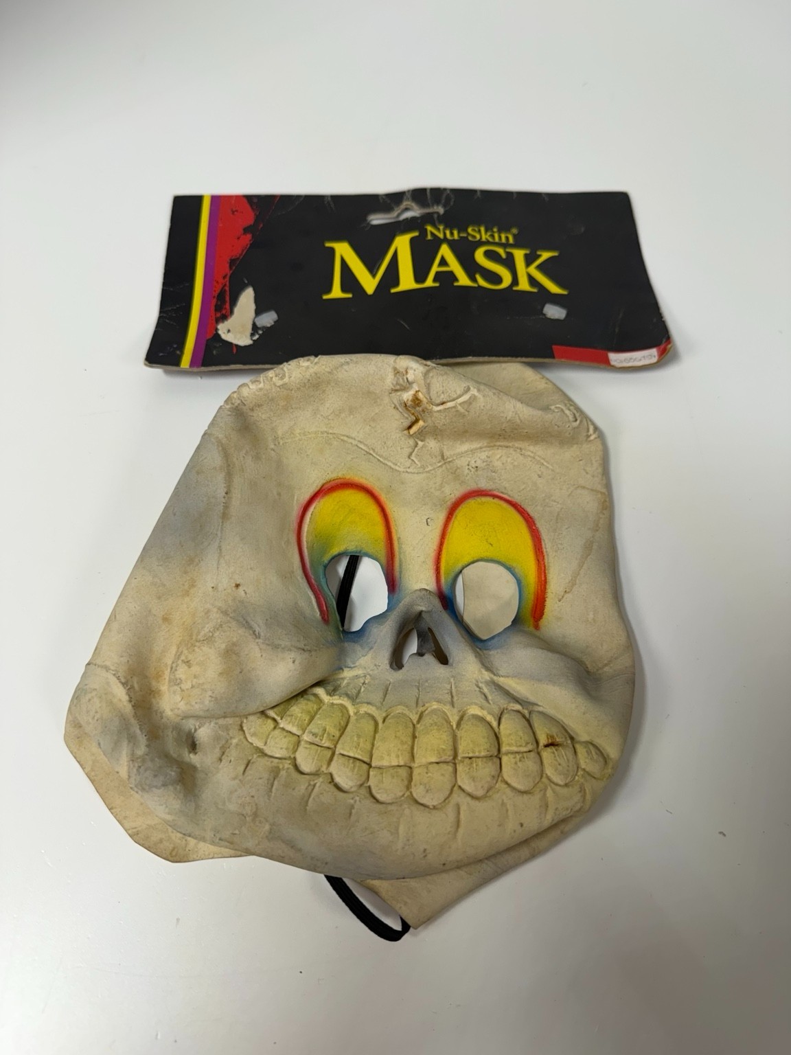 Vintage 1990s Nu-Skin Skull Latex Halloween Mask Original Tag AS-IS