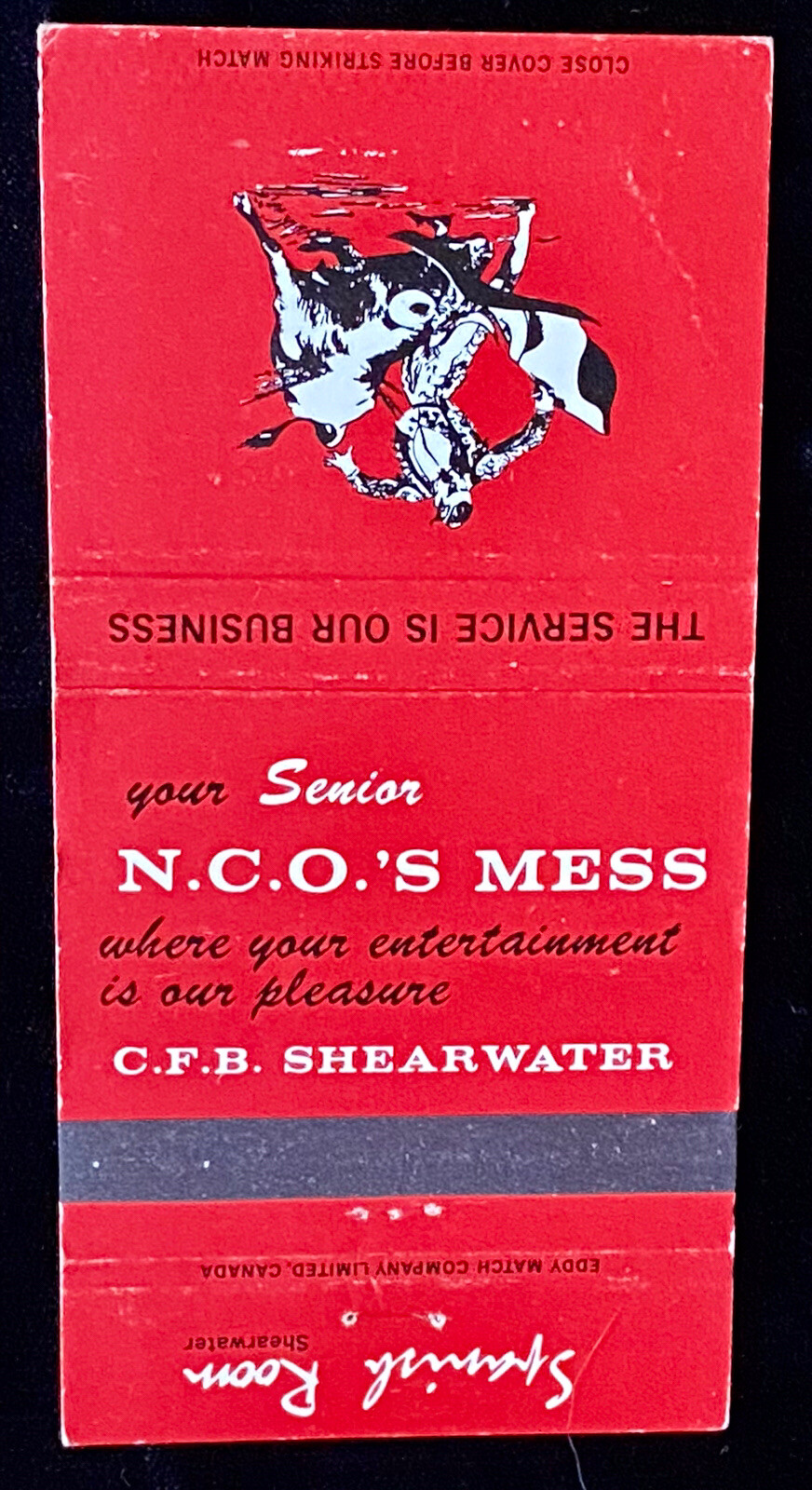 CFB Shearwater Senior NCO’s Mess Nova Scotia Vtg 30 Matchbook Cover B-1569