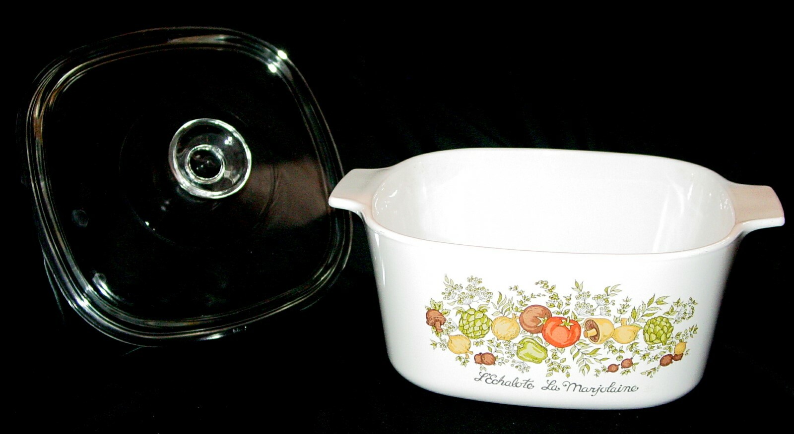 VINTAGE CORNING WARE L\'ECHALOTE LA MARJOLAINE SPICE OF LIFE CASSEROLE &LID-A-3-B