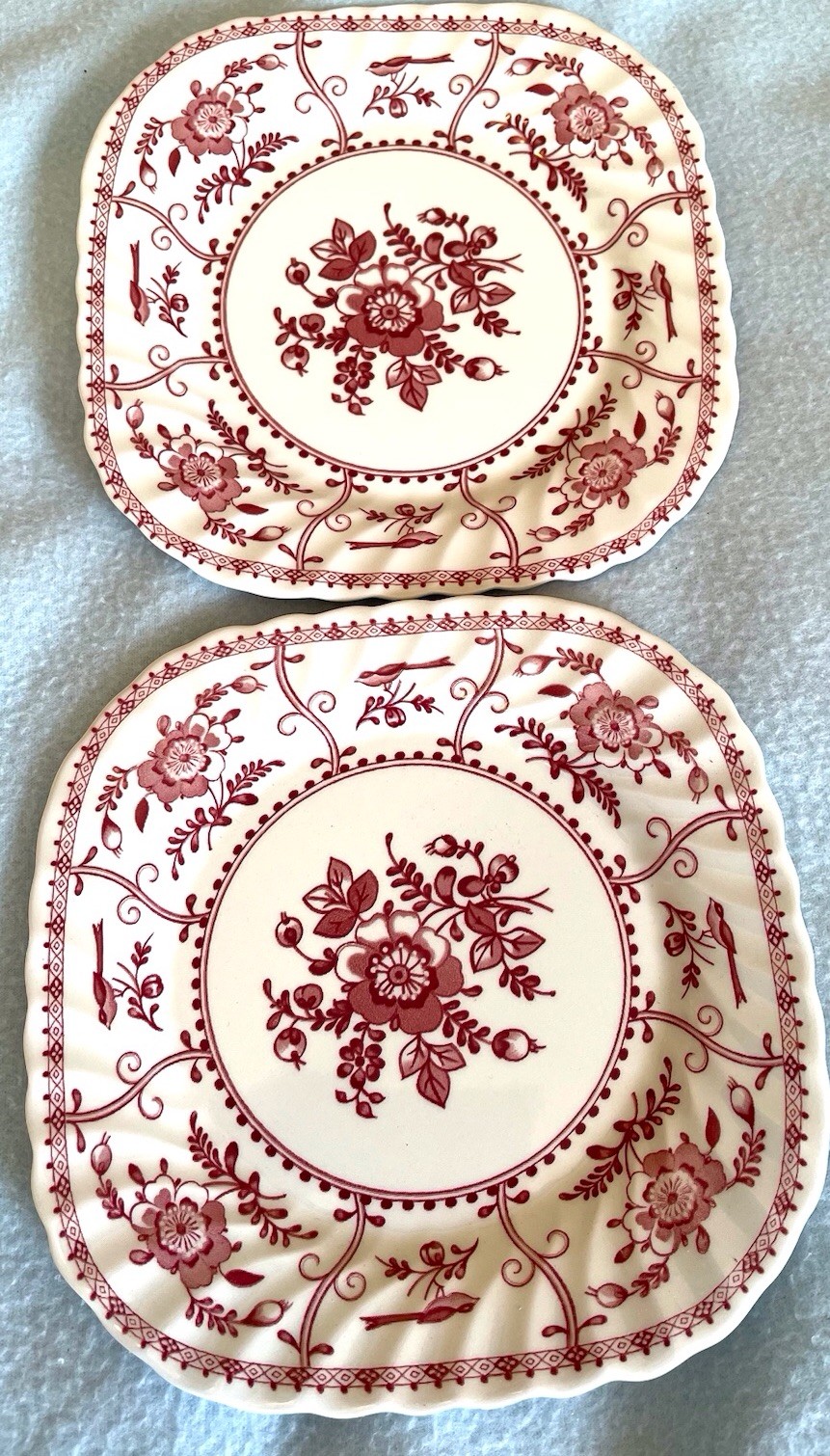 Johnson Brothers Indies Pink Square Salad Plates Set Of 2 Made In England