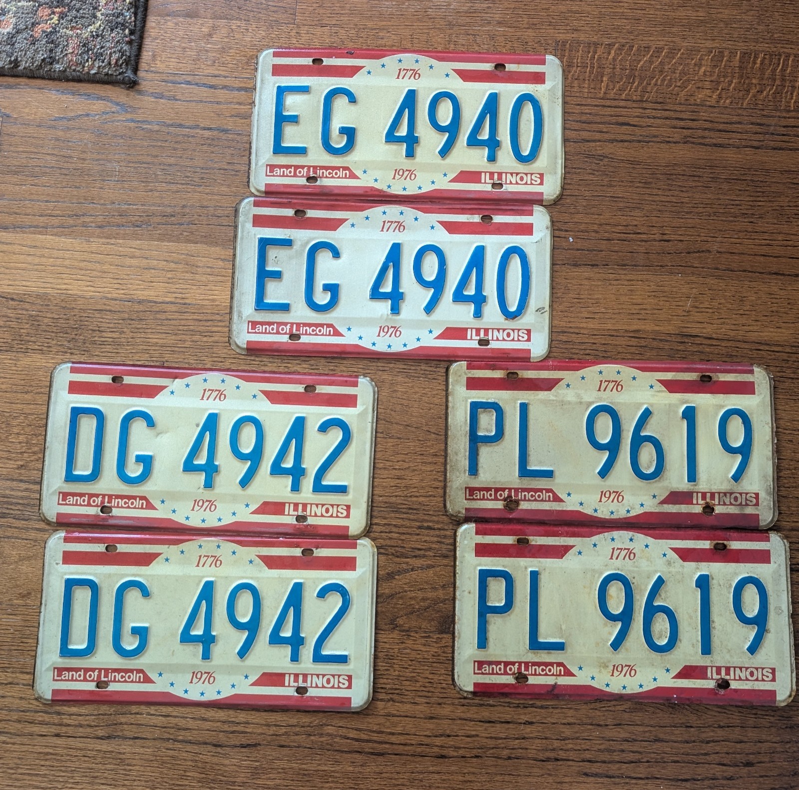 Three Pairs Of Matching Illinois Bicentennial 1976 License Plates Three Pairs Of Matching Illinois Bicentennial 1976 License Plates