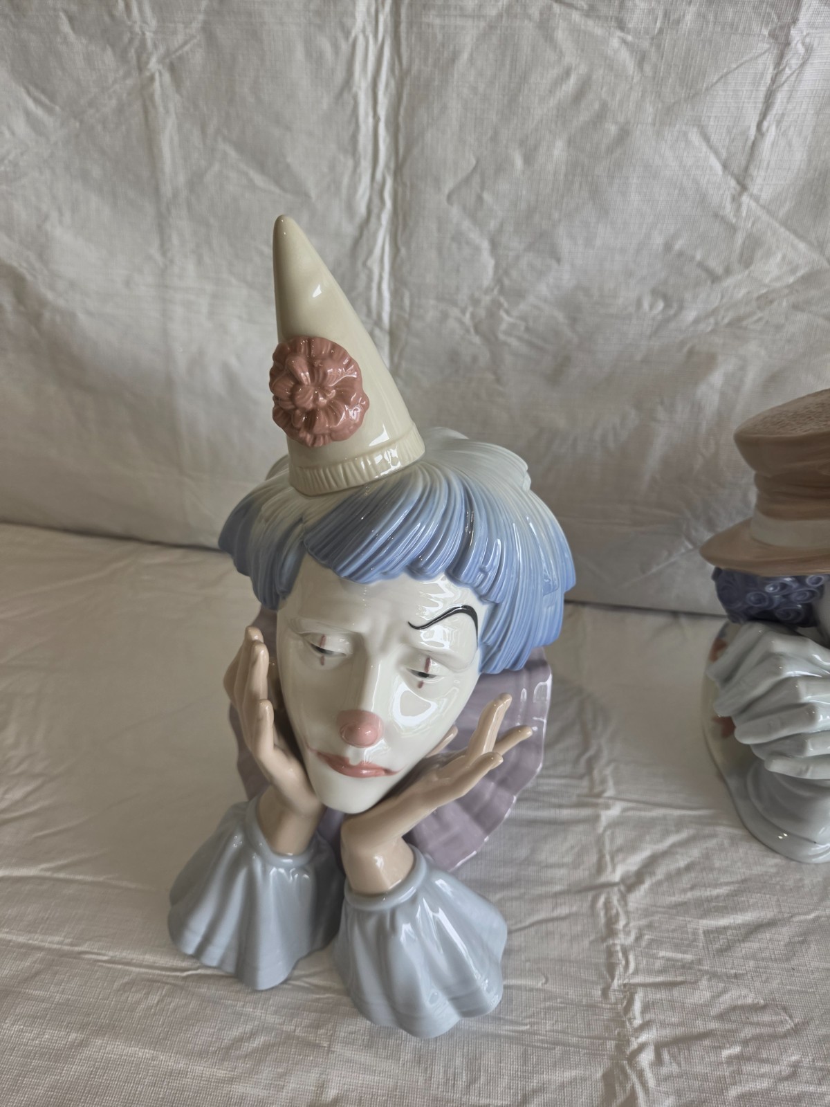 Lladro 1981 Spain 5129 Jester Head Sad Clown Bust Porcelain Figurine Vintage Lladro 1981 Spain 5129 Jester Head Sad Clown Bust Porcelain Figurine Vintage