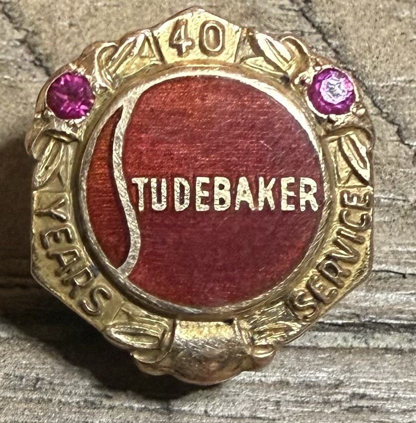 Studebaker 40 Year Of Service Pin Gold Ruby
