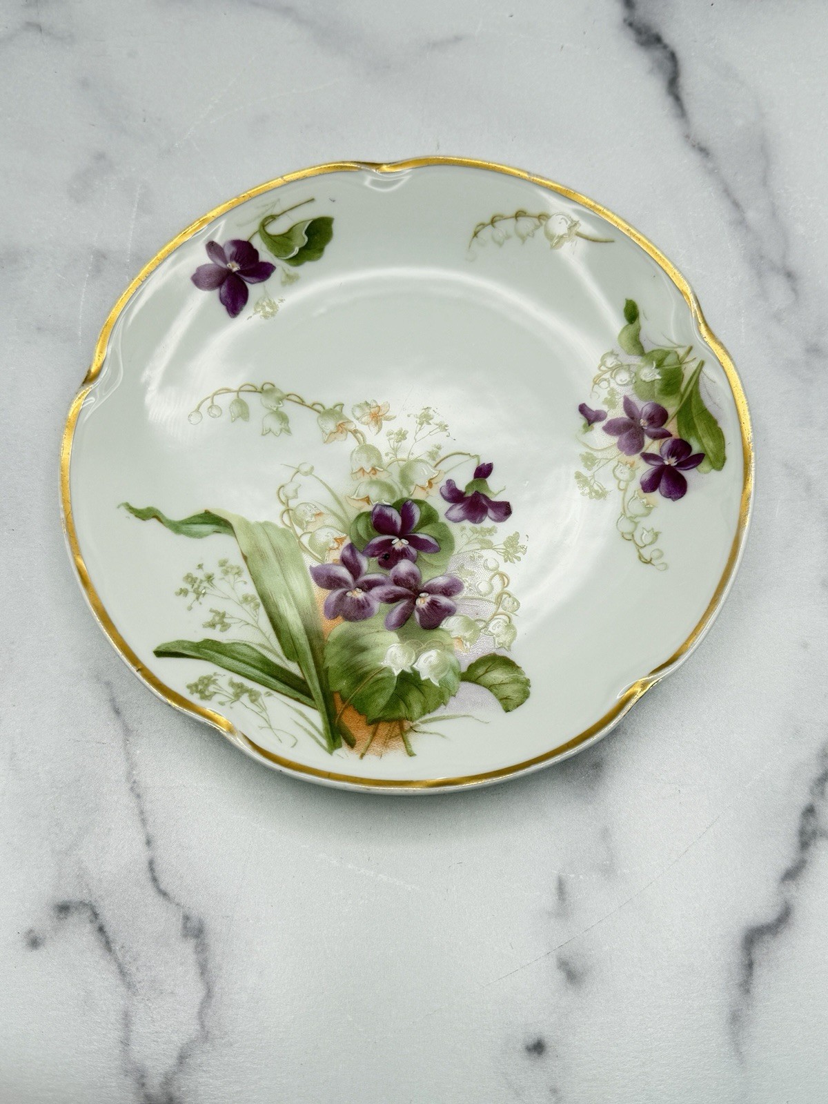 Antique J&C Louise Bavaria porcelain display plate featuring pink, white and yel Antique J&C Louise Bavaria porcelain display plate featuring pink, white and yel