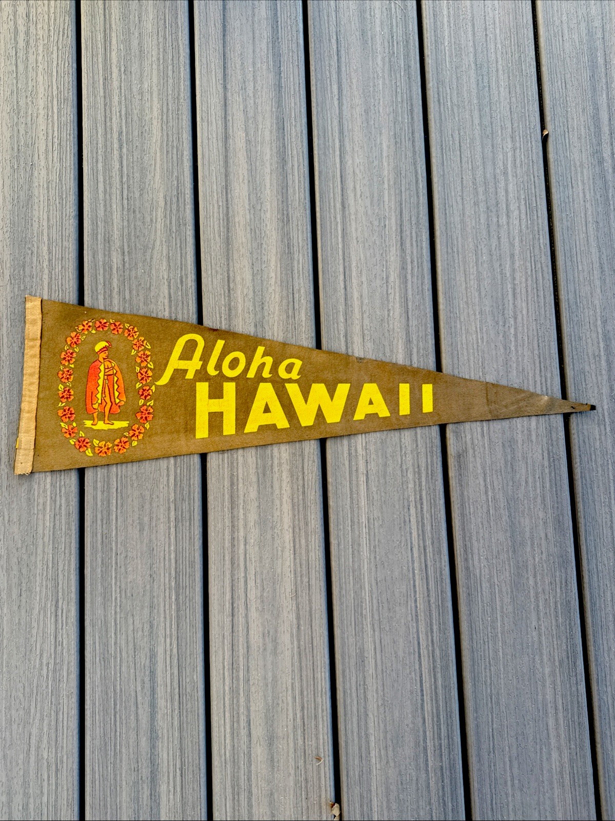 Vintage Aloha Hawaii Felt Pennant c.1950 T.H. 9”X 27” RARE AA Vintage Aloha Hawaii Felt Pennant c.1950 T.H. 9”X 27” RARE AA