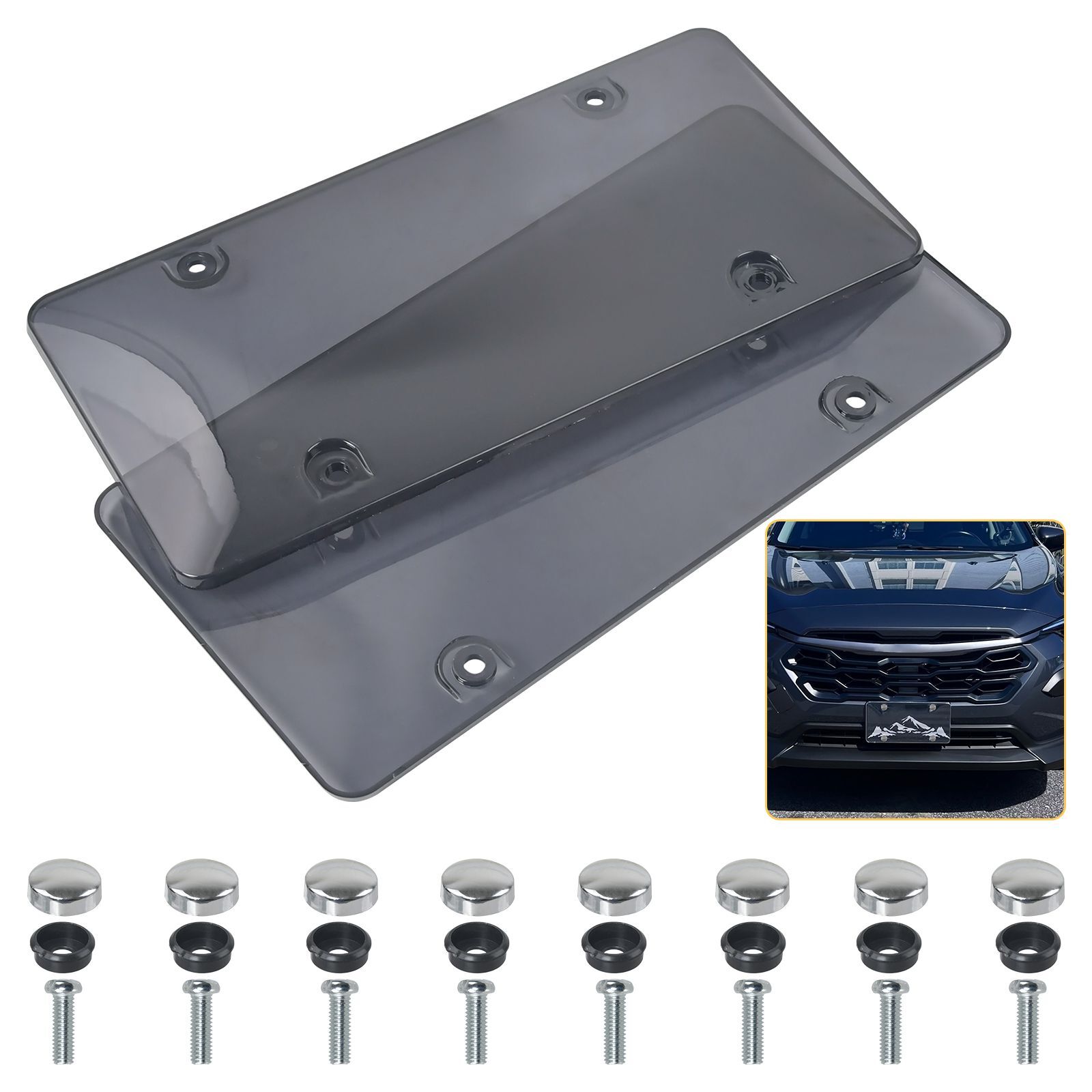 2x UNBREAKABLE CLEAR FLAT LICENSE PLATE MOUNT HOLDER FRAME BUMPER SHIELD COVER