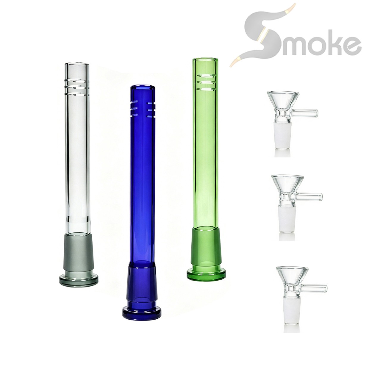 6-PACK 5.25in Down stem + Round 14mm Glass Bong for Glass Bongs Tobacco Smoking