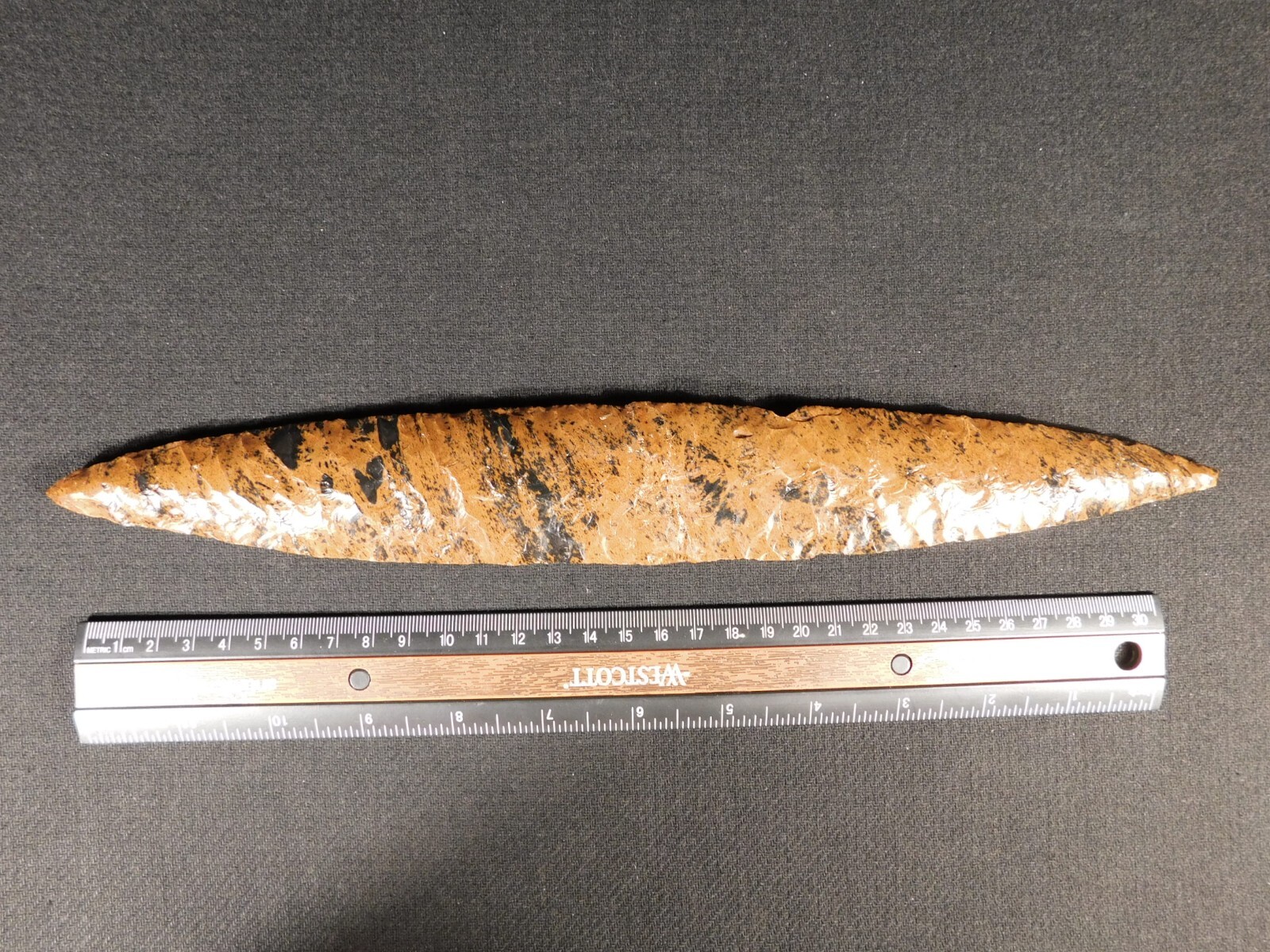 Huge Ancient COLIMA Mahogany Obsidian Blade Knife or Spear Mexico 212gr