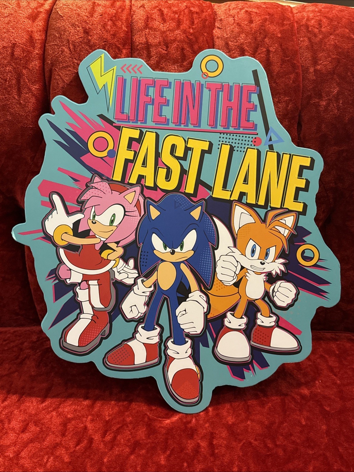 Sonic Life In The Fast Lane Wood Wall Decor Plaque W/Hanger - Size 18.25”x 16”