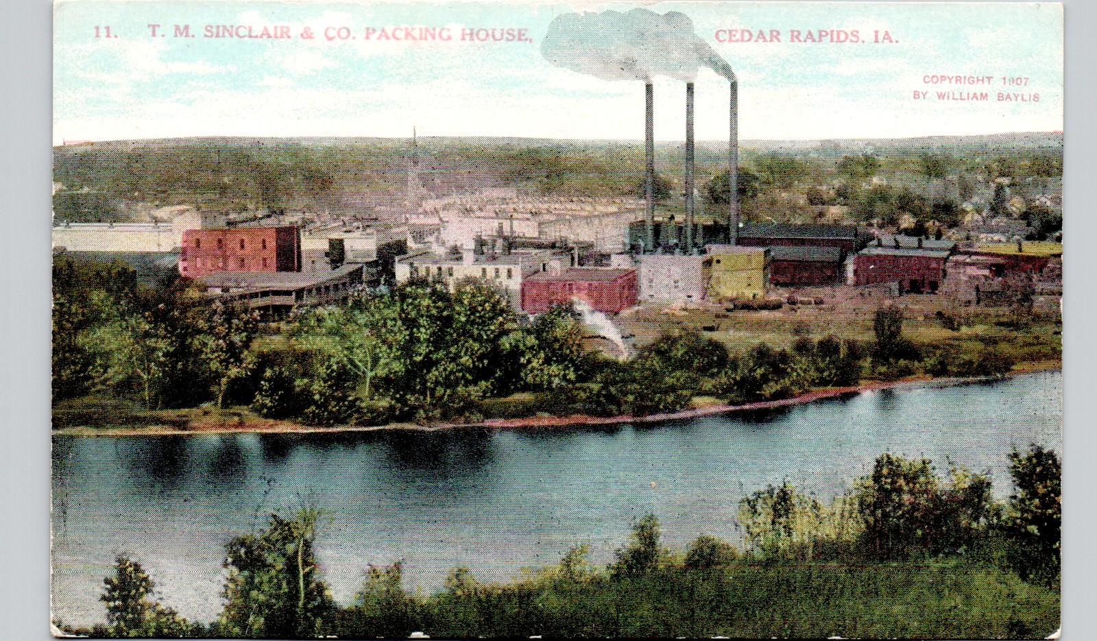 SINCLAIR PACKING PLANT cedar rapids ia c1910 postcard iowa