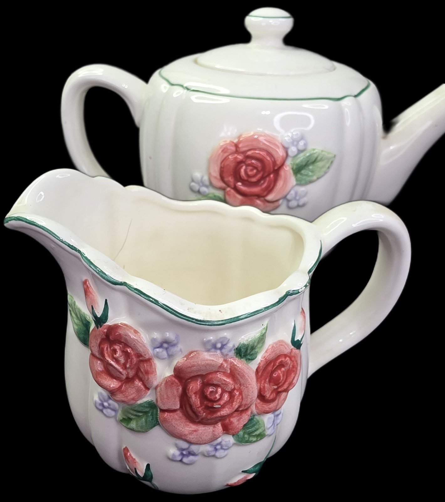 Otagiri Rose Mary Ann Baker Handpainted Coffee Pot, Sugar and Creamer Otagiri Rose Mary Ann Baker Handpainted Coffee Pot, Sugar and Creamer