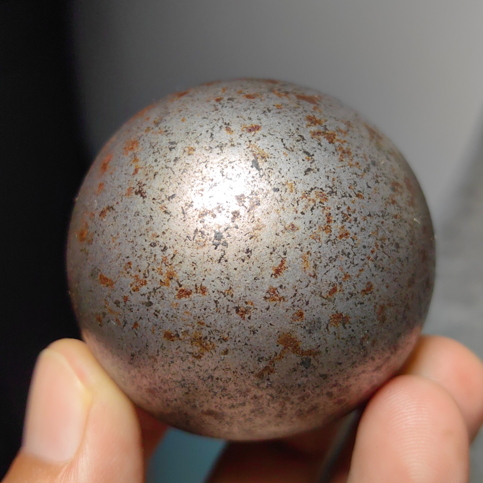 545G Natural Ancient Iron Meteorite Sphere from China  H114