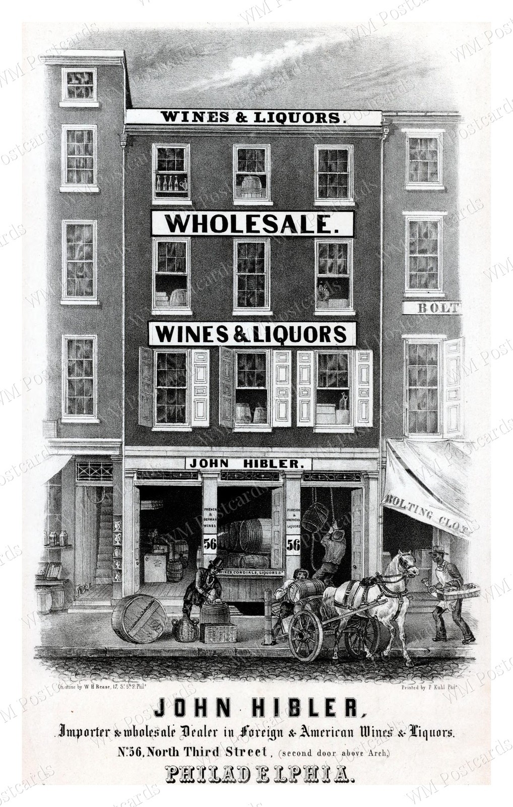 Philadelphia Pennsylvania 1844 Wines Liquors Wholesale Shop Standard Postcard Philadelphia Pennsylvania 1844 Wines Liquors Wholesale Shop Standard Postcard