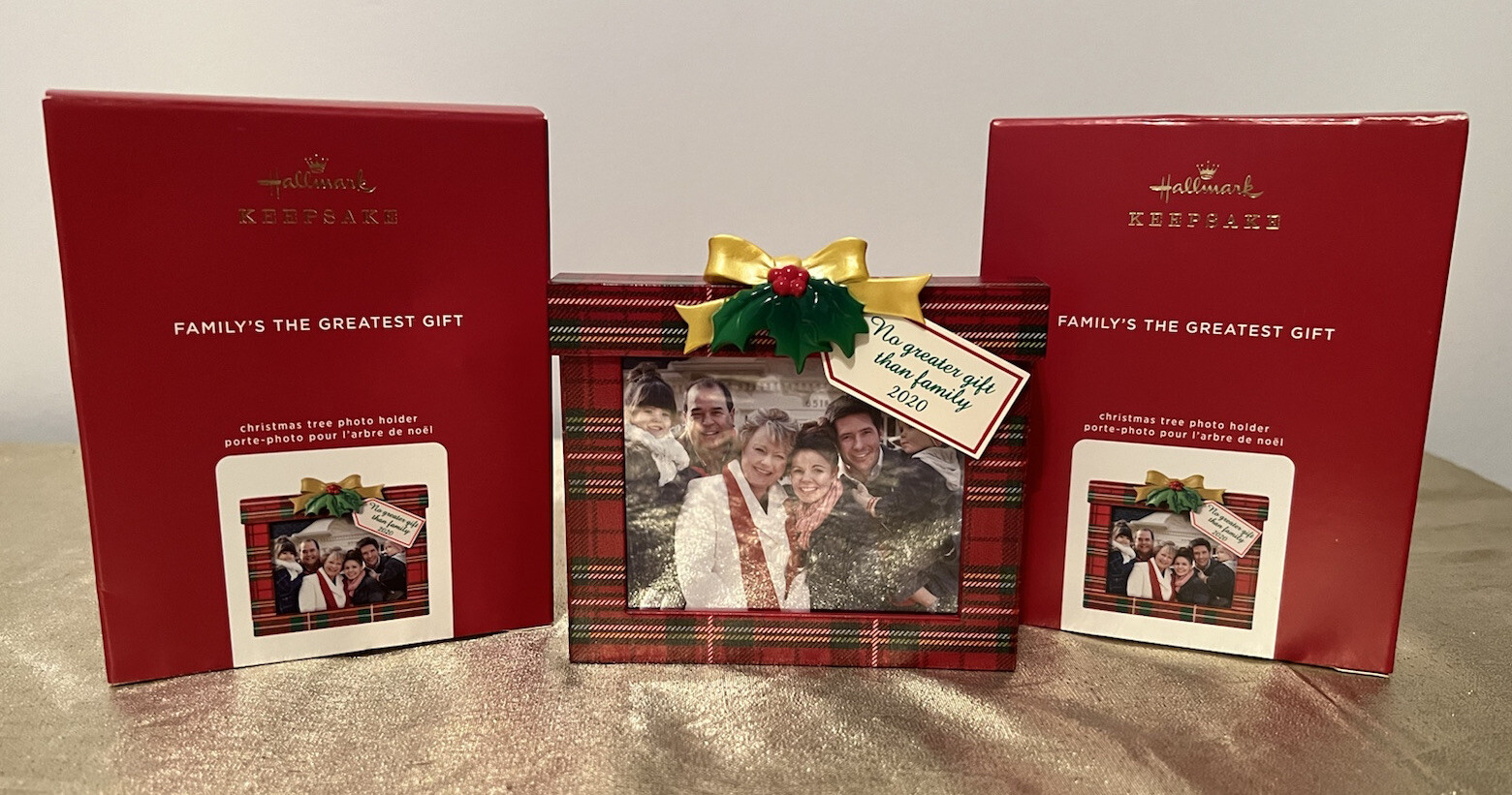 NWT Lot of 2 Hallmark Keepsake 2020 Family\'s Greatest Gift Photo Frame Ornaments