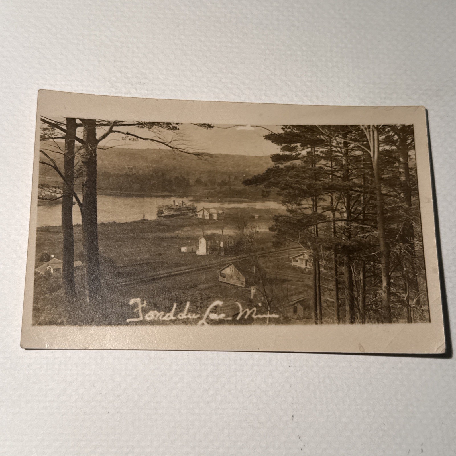 Vintage Real Photo Postcard Rppc Fond Du Lac Minnesota Birdseye View Riverboat Vintage Real Photo Postcard Rppc Fond Du Lac Minnesota Birdseye View Riverboat