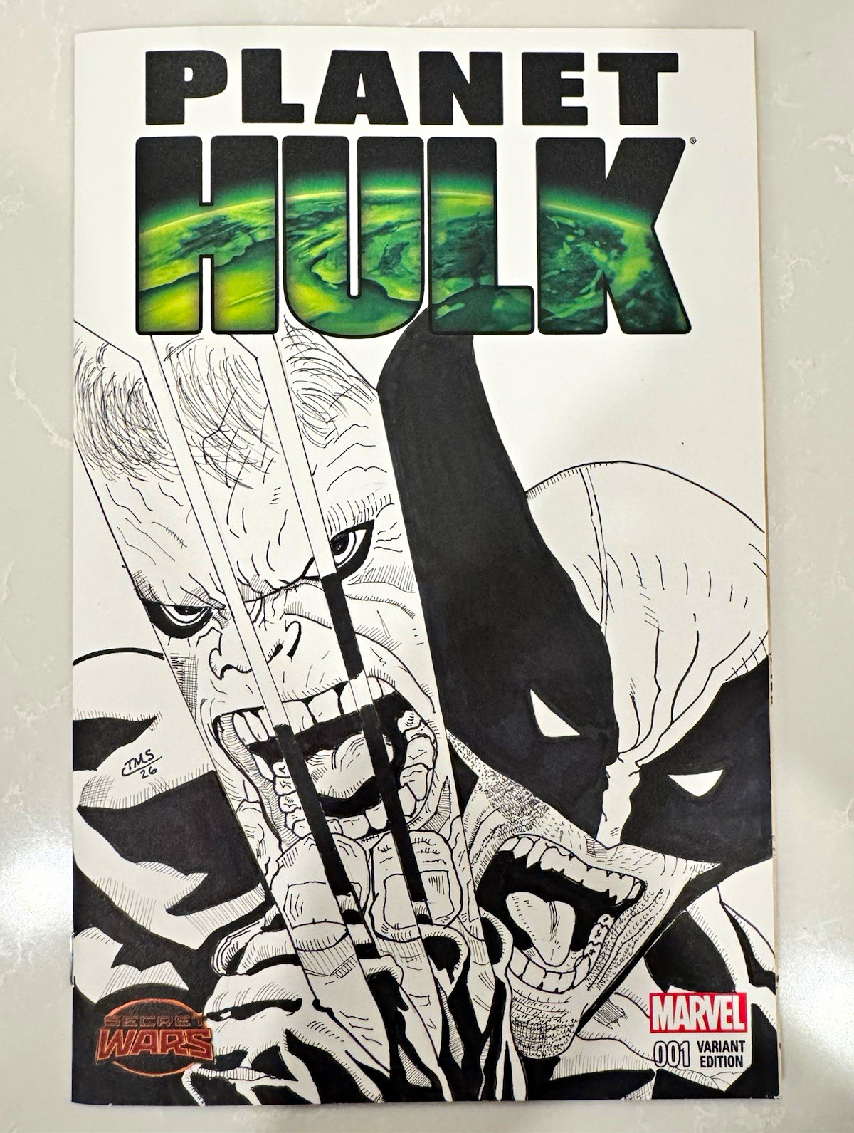 Hulk 340 Homage Sketch By TMS with COA Secret Wars Variant 1/1