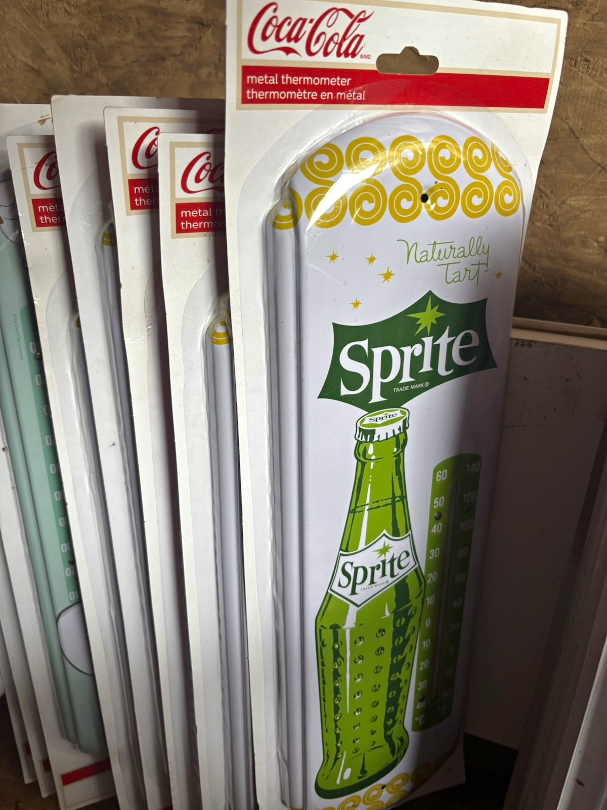 Coca-Cola Sprite Soda Advertising Thermometer White Green Yellow Red