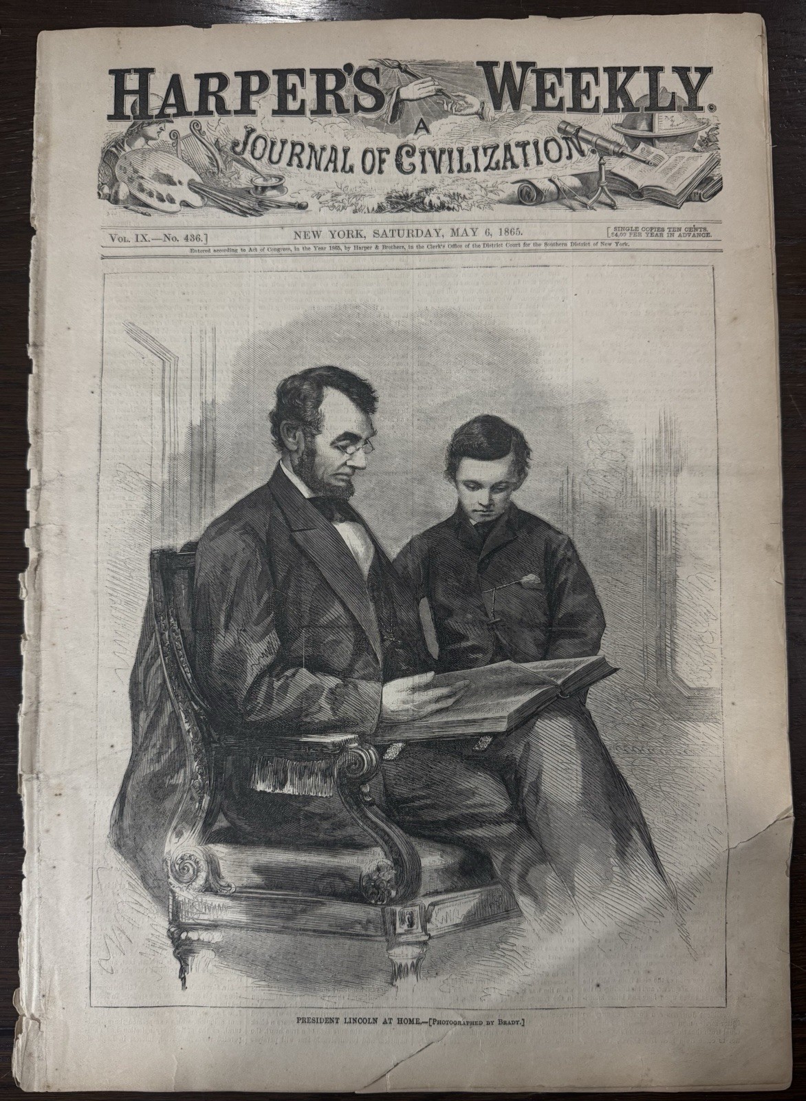 ORIGINAL Harper’s Weekly May 6, 1865 President Lincoln Funeral Piece Of History ORIGINAL Harper’s Weekly May 6, 1865 President Lincoln Funeral Piece Of History