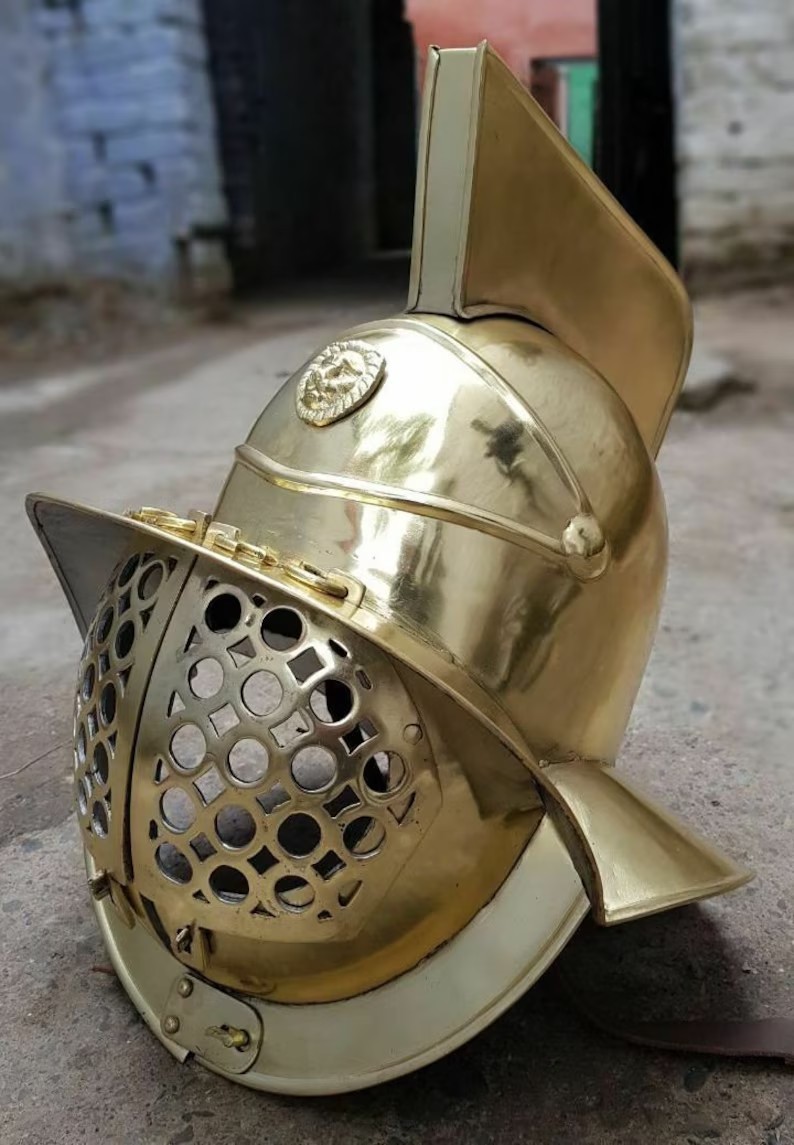 Medieval Murmillo Gladiator Helmet Vintage SCA LARP Fabric Armor Replica Item