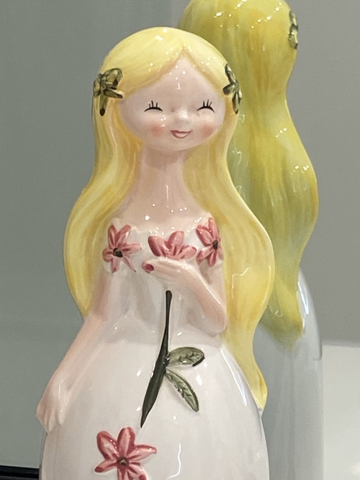 Vintage I.W. Rice IRICE Blonde Flower Girl Figurine Japan 11.5” MCM Vintage I.W. Rice IRICE Blonde Flower Girl Figurine Japan 11.5” MCM