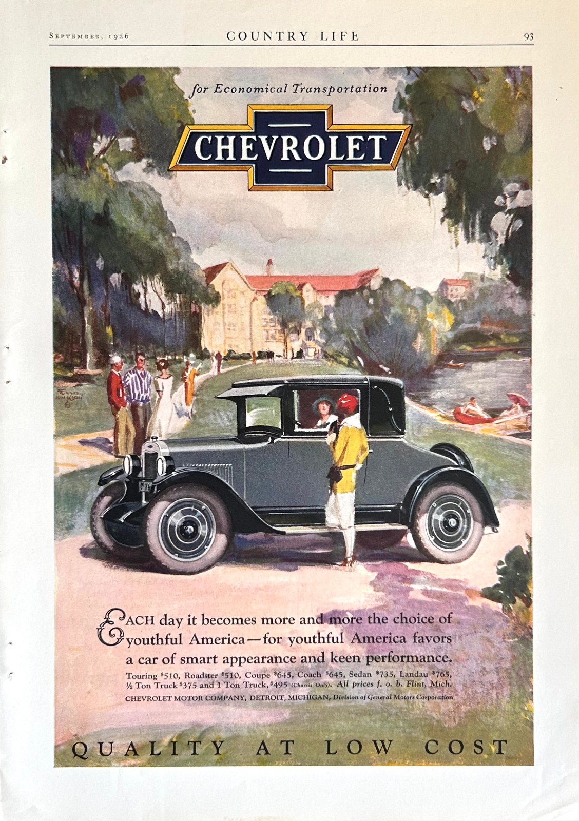1926 Ad (10  X 14 inches) Chevrolet Coupe
