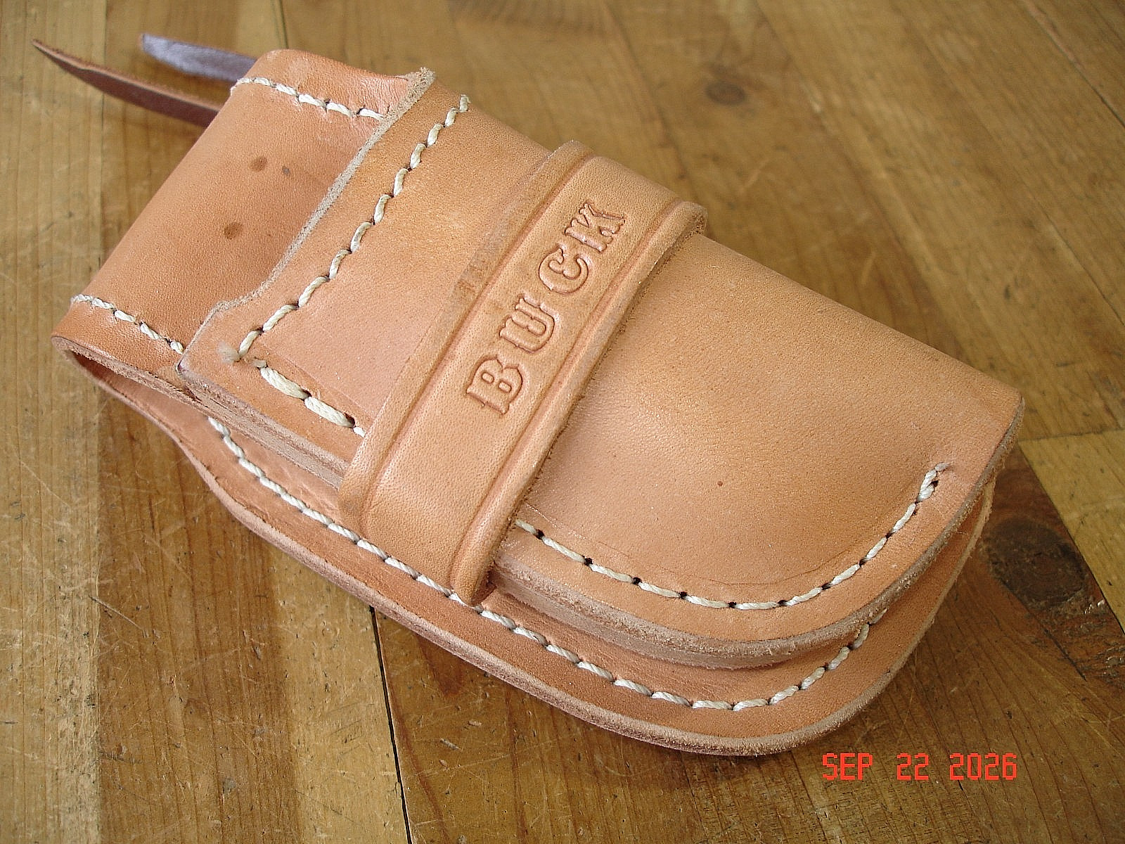 VINTAGE BUCK KNIFE 112 CUSTOM LEATHER SHEATH TAN LEATHER NO KNIFE