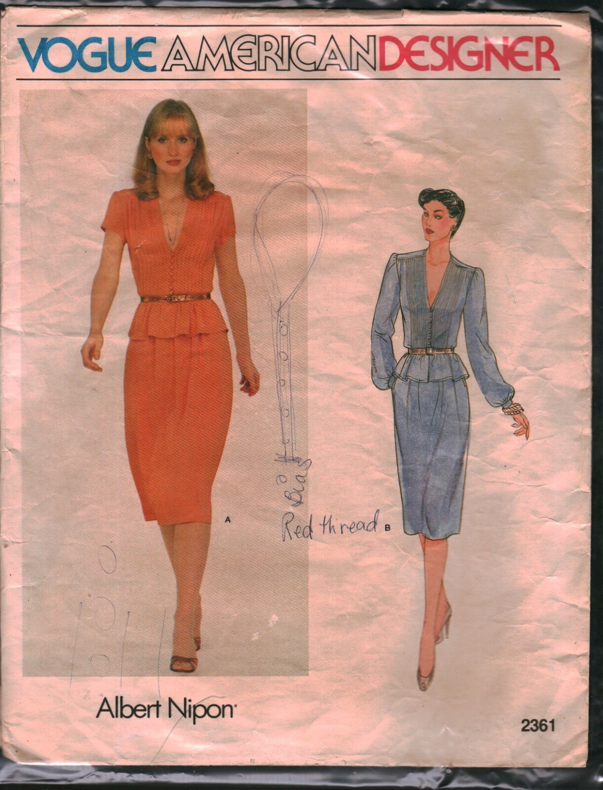 2361 Vintage Vogue Sewing Pattern Misses 1970s Albert Nipon Loose Fit Top Skirt