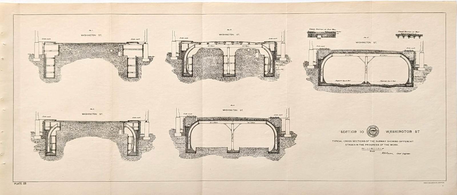 1898 Boston Subway Plans ORIGINAL TUNNEL SECTIONS - Washington Street Station 1898 Boston Subway Plans ORIGINAL TUNNEL SECTIONS - Washington Street Station