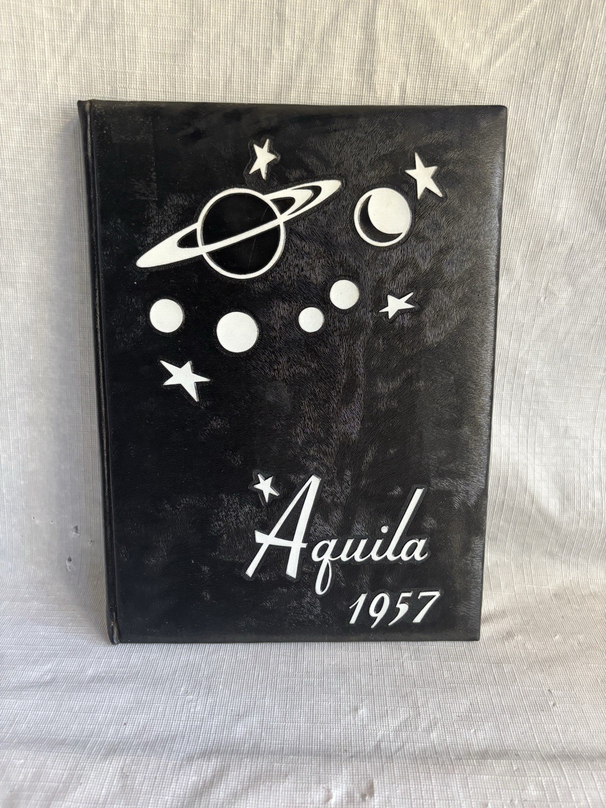 Vintage 1957 Aquila High School Yearbook Annual - Retro Space Celestial Cover Vintage 1957 Aquila High School Yearbook Annual - Retro Space Celestial Cover