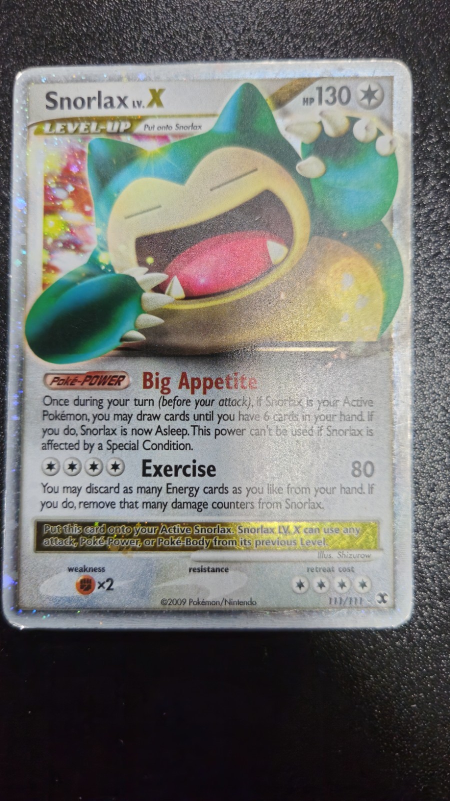 Nintendo Pokémon TCG Snorlax LV.X Arceus 111/111 Holo Rare 130 HP EN 2009