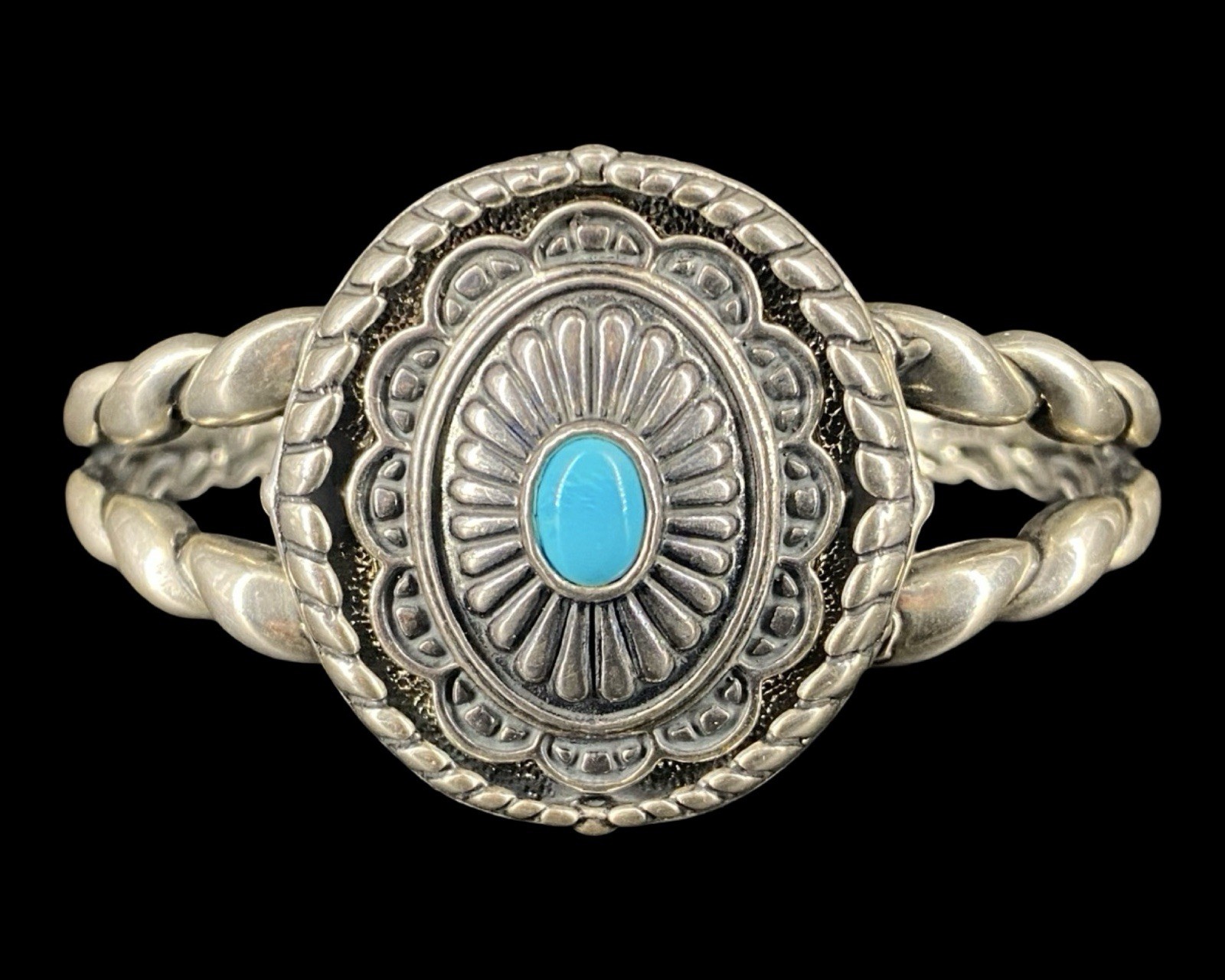 Carolyn Pollack Relios Sterling Silver Turquoise Cuff bracelet Removable Concho