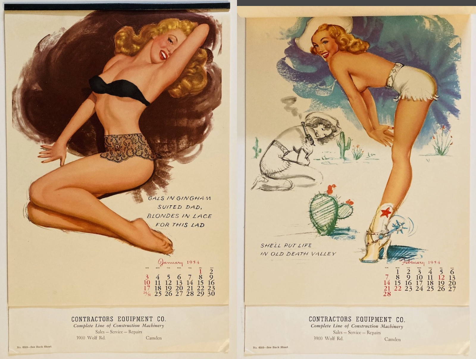 Marilyn Monroe Calendar 1954 Thompson Litho Rare Sample Complete w/Orig Envelope