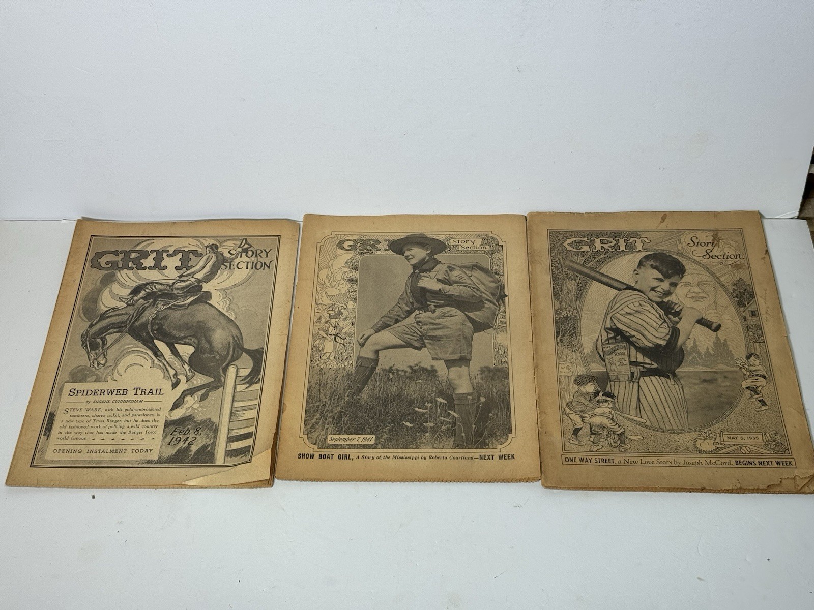 Vintage GRIT Story Section Newspaper Inserts 1935–1942 Lot of 3 Illustrated